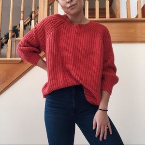 Coral Chunky Knit Sweater
